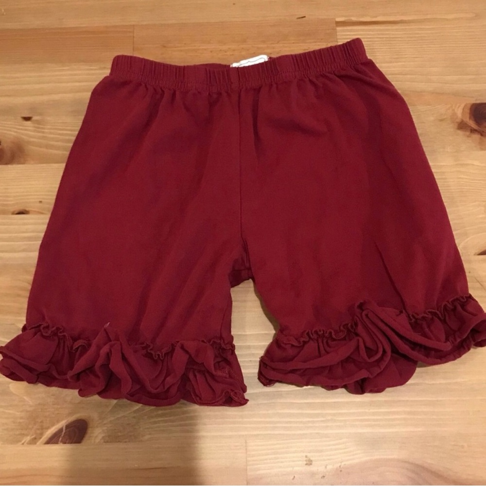 Girls Ruffle Hem Bloomer Shorts - Deep Red NWOT